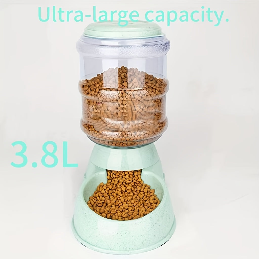 Automatic Gravity Pet Feeder and Water Dispenser 1 Gallon 3.8L - No Battery BPA-Free PP, Hands-Free Gravity Feeding Station for Cats and Small Medium Dogs, Perfect Pet Gift