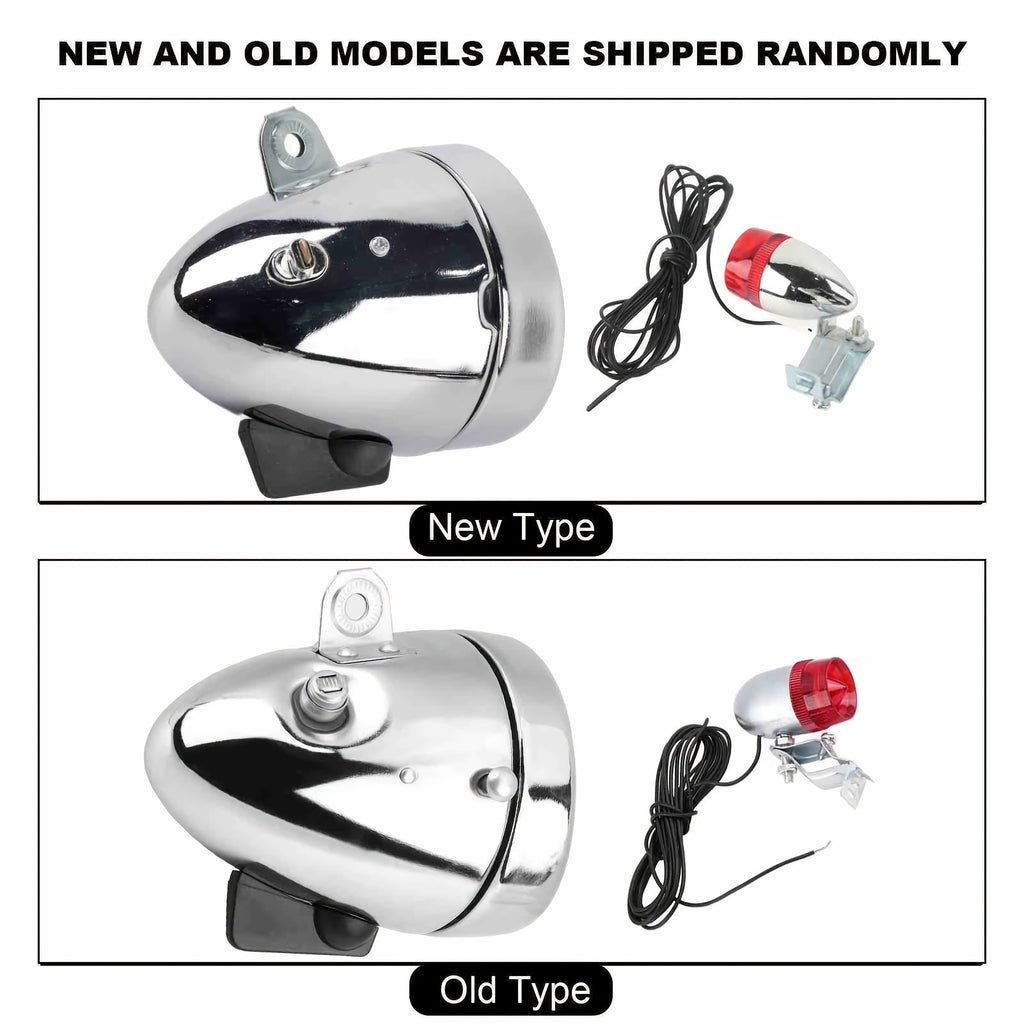 12V 6W Friction Generator Bicycle Dynamo Headlight & Tail Light Kit – No Battery Needed, Fits Mountain Bike, Road Bike, BMX, Folding Bike, Kids Bike & More, Silver