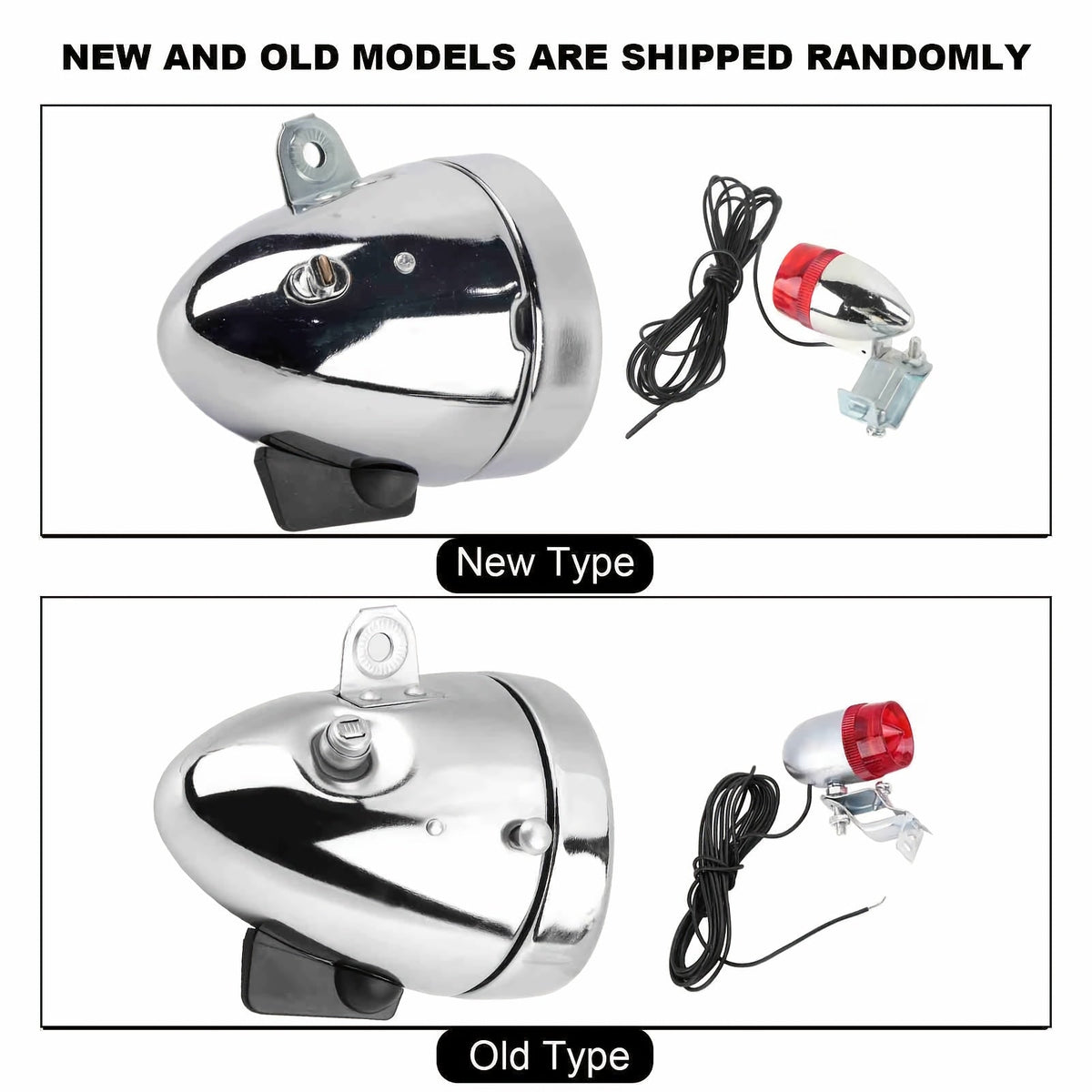 12V 6W Friction Generator Bicycle Dynamo Headlight & Tail Light Kit – No Battery Needed, Fits Mountain Bike, Road Bike, BMX, Folding Bike, Kids Bike & More, Silver