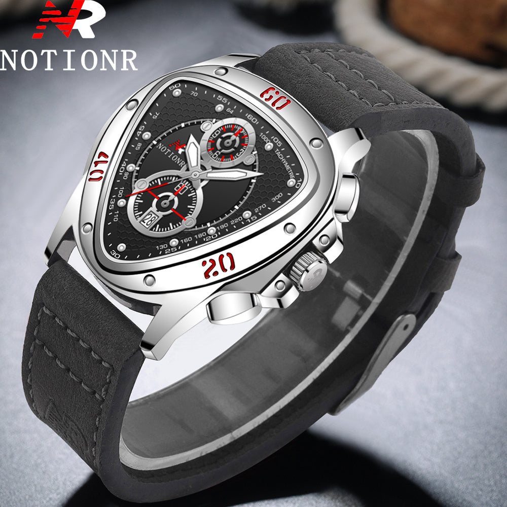 2pcs Men's Watch Set Sports Triangle Dial Silicone Strap and Retro Square Dial Quartz Watches with Date Display Dress Watch for Casual Valentine's Father's Day Gift