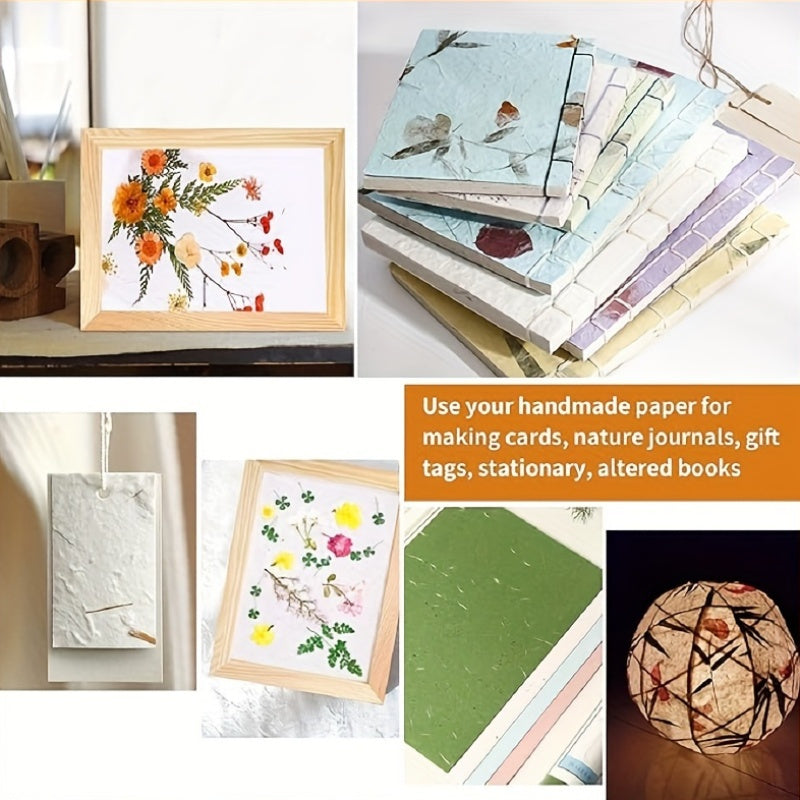 Wooden Papermaking Kit 3 Piece DIY Handmade Paper Frame Mold Set with Elastic Net & Metallic Hinges – 3 Sizes for Cards, Journals, Gift Tags, Stationery & Bookmarks | Arts & Crafts Kit for Adults Kids