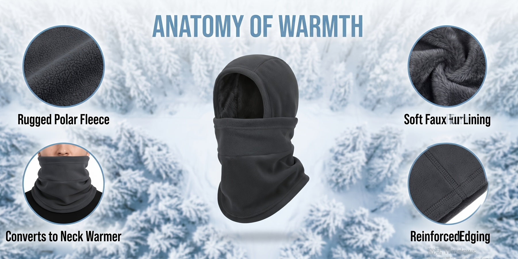 2 Pack Fleece Balaclava Ski Mask Windproof – Full Face Neck Cover Skull Cap for Men & Women, Soft Plush Warm Hood for Skiing Snowboarding Cycling Hiking Motorcycle Riding Cold Weather Outdoor Sports