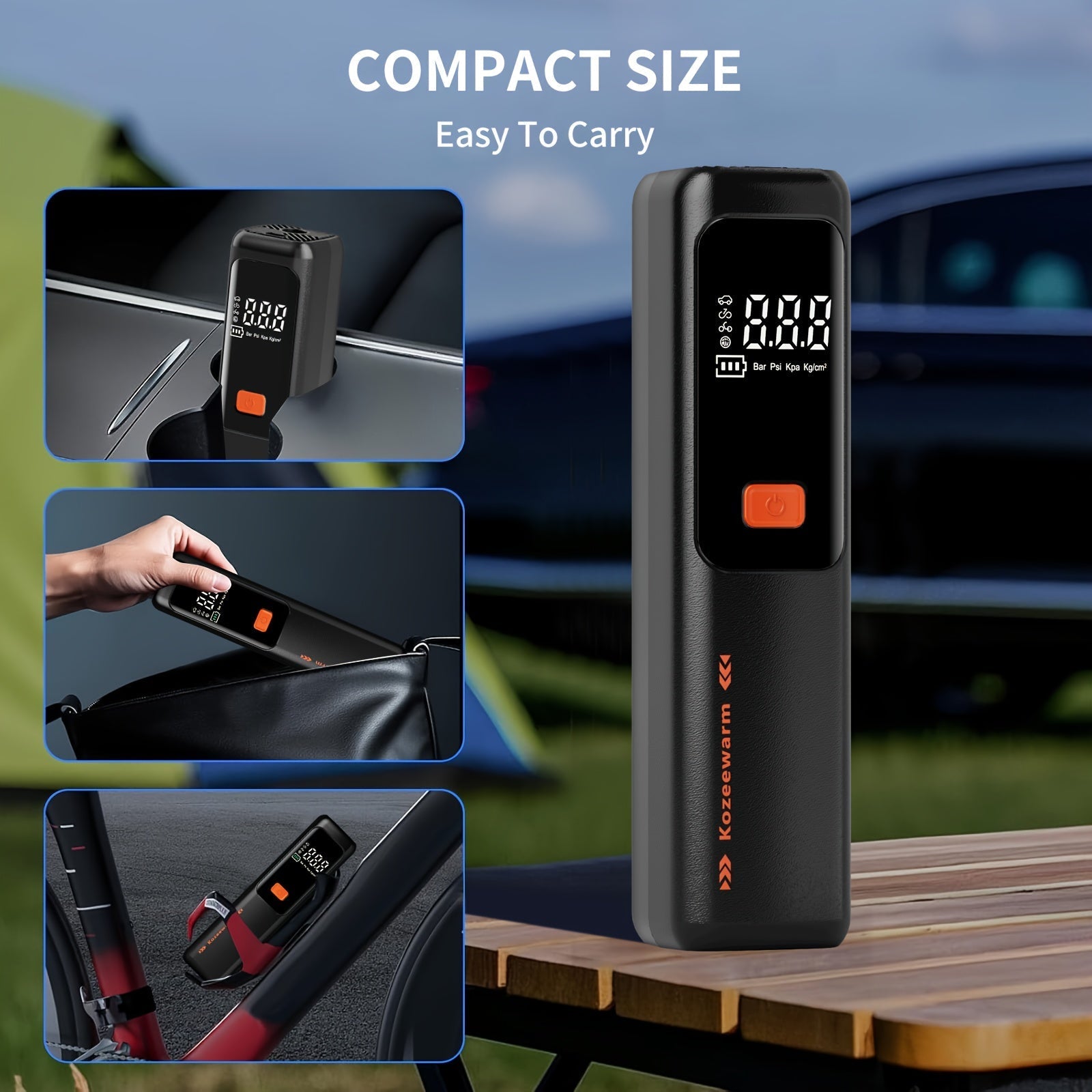 Cordless Tire Inflator Portable Air Compressor Digital Pressure Gauge USB Rechargeable 3X Fast Inflation for Car SUV Truck Bike Motorcycle Ball Sports Equipment Auto Air Pump 18650 Battery 5 Colors