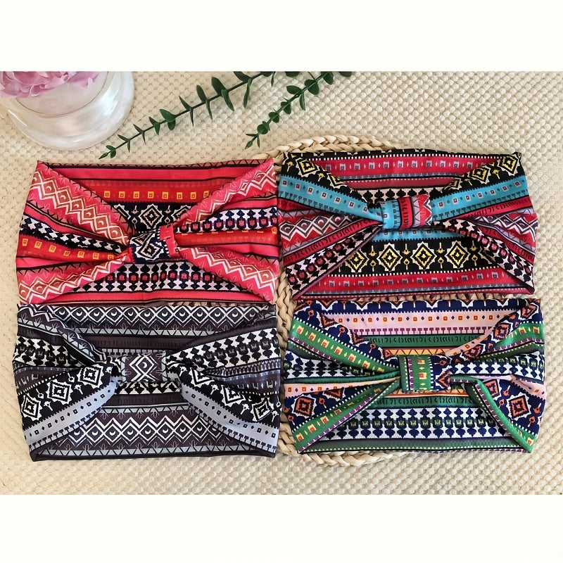 8pcs Wide African Turban Headbands for Women – Boho Paisley Anti-Slip Elastic Headwraps Moisture-Wicking 95% Polyester Sports Yoga Running Daily Wear Machine Washable Hair Accessories Gift Set