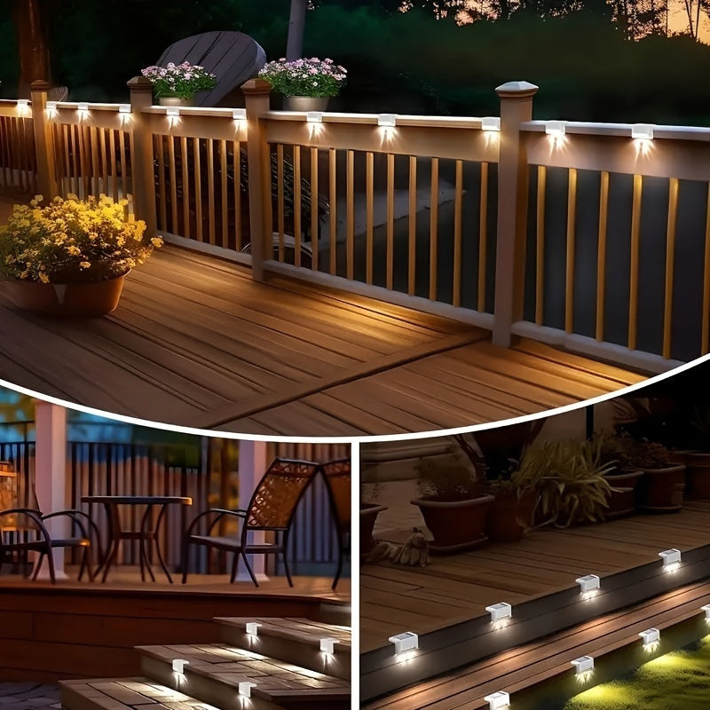 Solar Deck Lights Outdoor Waterproof LED – Auto Dusk to Dawn 800mAh Warm White Solar Powered Step Stair Fence Pathway Patio Garden Driveway Yard Wall Lighting 8 16 32 Pack