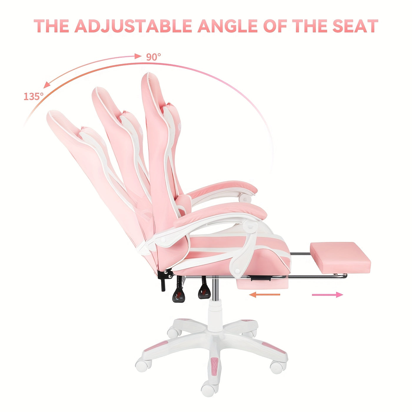 Ergonomic Gaming Chair Racing Style High Back Lumbar Support Five-Wheel Swivel Velvet PU Leather Adjustable Recliner Office Chair Adults Teens Multi-Color
