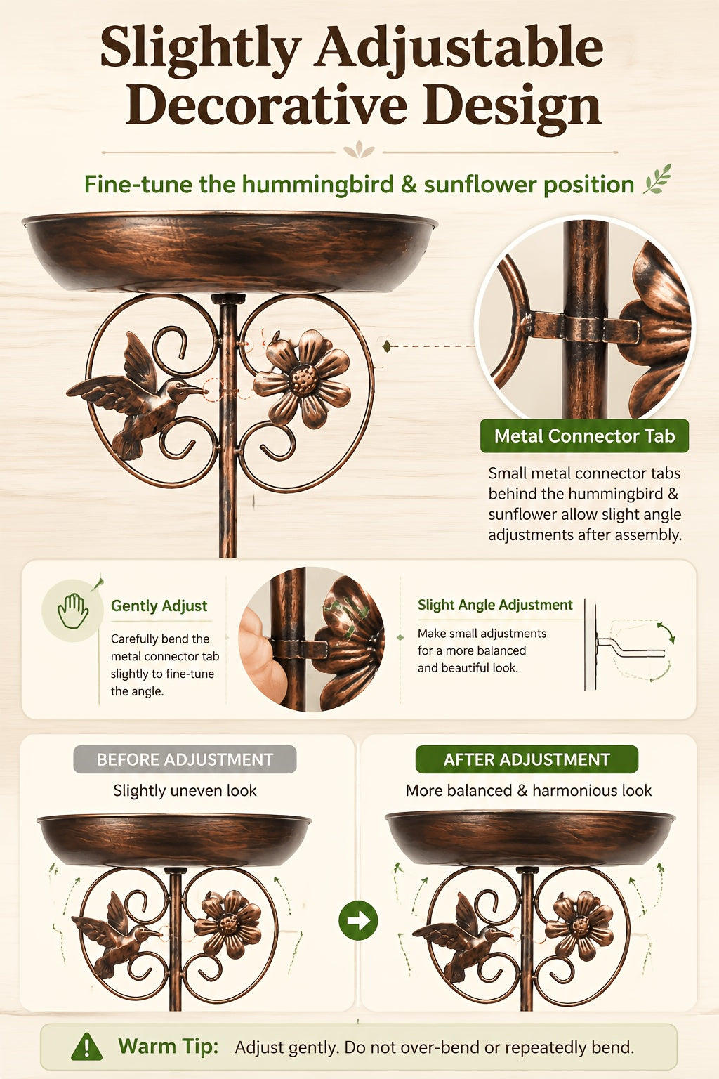 Outdoor Bird Bath and Feeder Set Metal Sunflower Design 5-Claw Stake Base Bronze Color Weather-Resistant Backyard Garden Decor Attracts Wild Birds