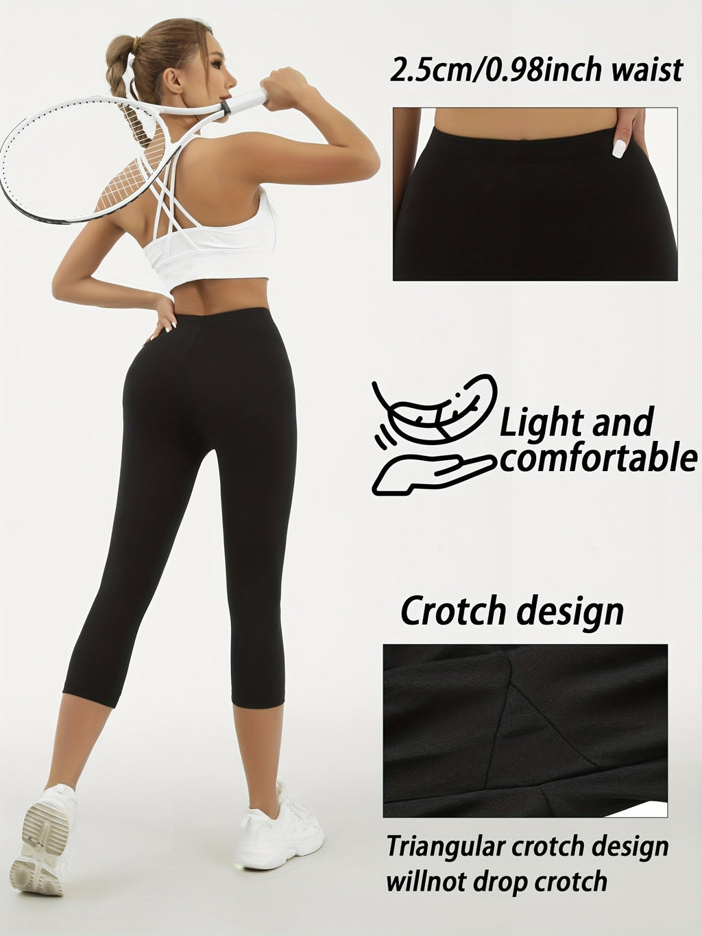 Women's Capri Leggings 5 Pack High-Elastic Opaque Non-See-Through 7/8 Length – 92% Polyester Workout Pants for Gym Running Yoga Pilates, Machine Washable, XS-XXL Mixed Colors