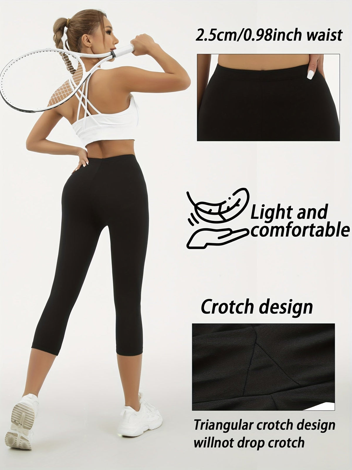 Women's Capri Leggings 5 Pack High-Elastic Opaque Non-See-Through 7/8 Length – 92% Polyester Workout Pants for Gym Running Yoga Pilates, Machine Washable, XS-XXL Mixed Colors