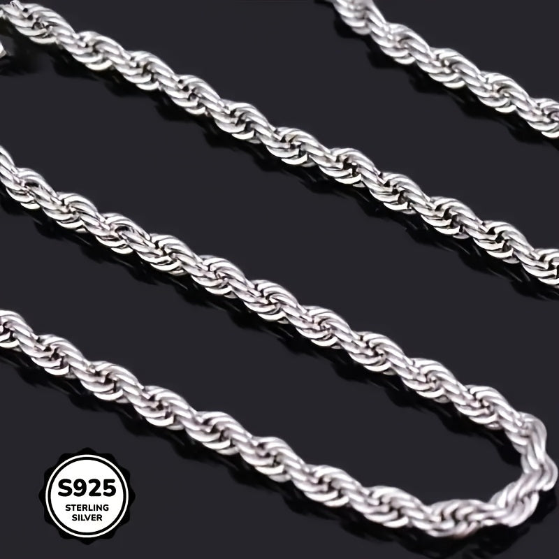 925 Sterling Silver Twisted Rope Chain Necklace for Women – Shiny Hip Hop Choker Layering Chain 16 18 20 22 24 Inch Elegant Silver Jewelry Gift for Her Birthday Anniversary Christmas