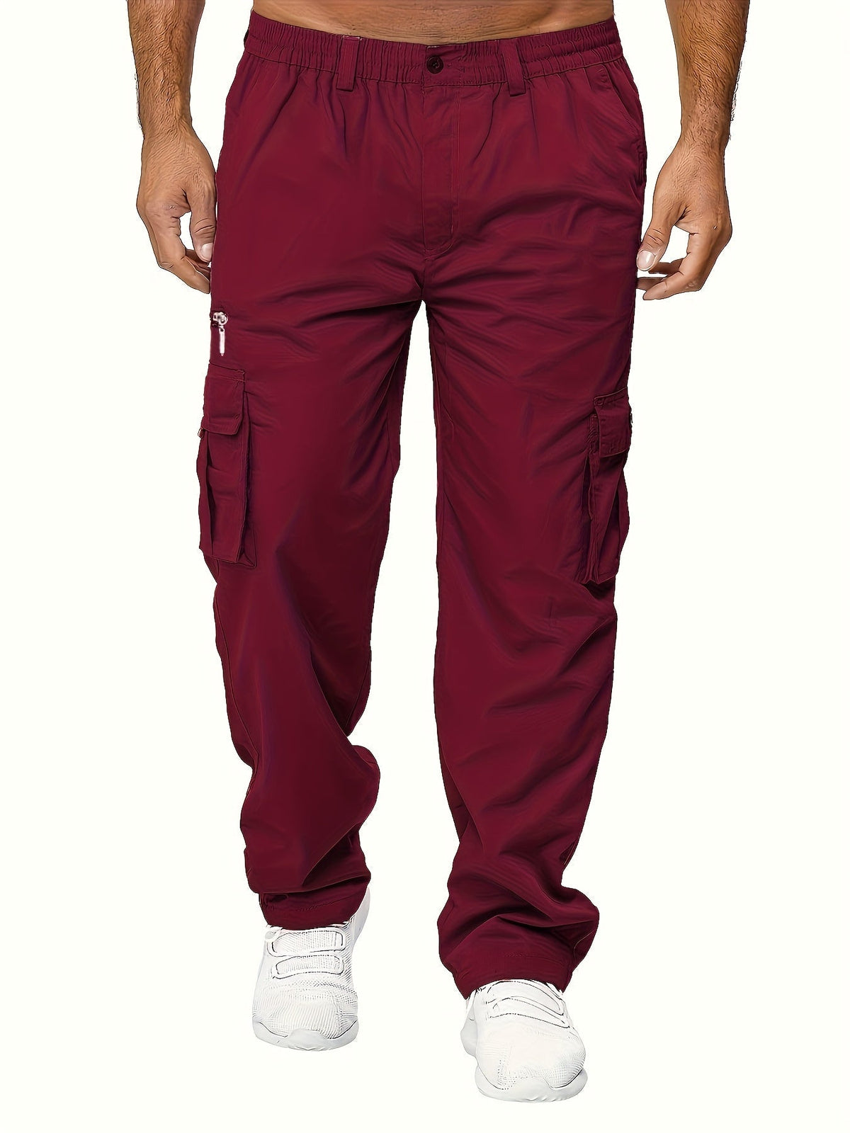 Men's Cargo Pants 3-Pack Multi-Pocket Regular Fit – Solid Color Polyester Woven Hiking Outdoor Pants for Spring & Fall, Sizes S-XXXL, 9 Color Combos