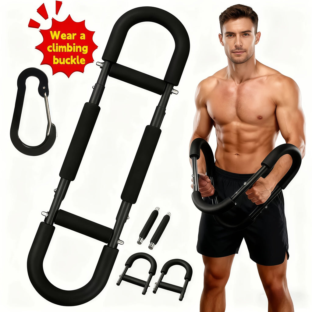 Arm Strength Trainer Chest Expander 3-Bar 3-Level Adjustable Resistance Tubes Portable Detachable Forearm Strengthener Home Gym Workout Device for Muscle Building Upper Body Training