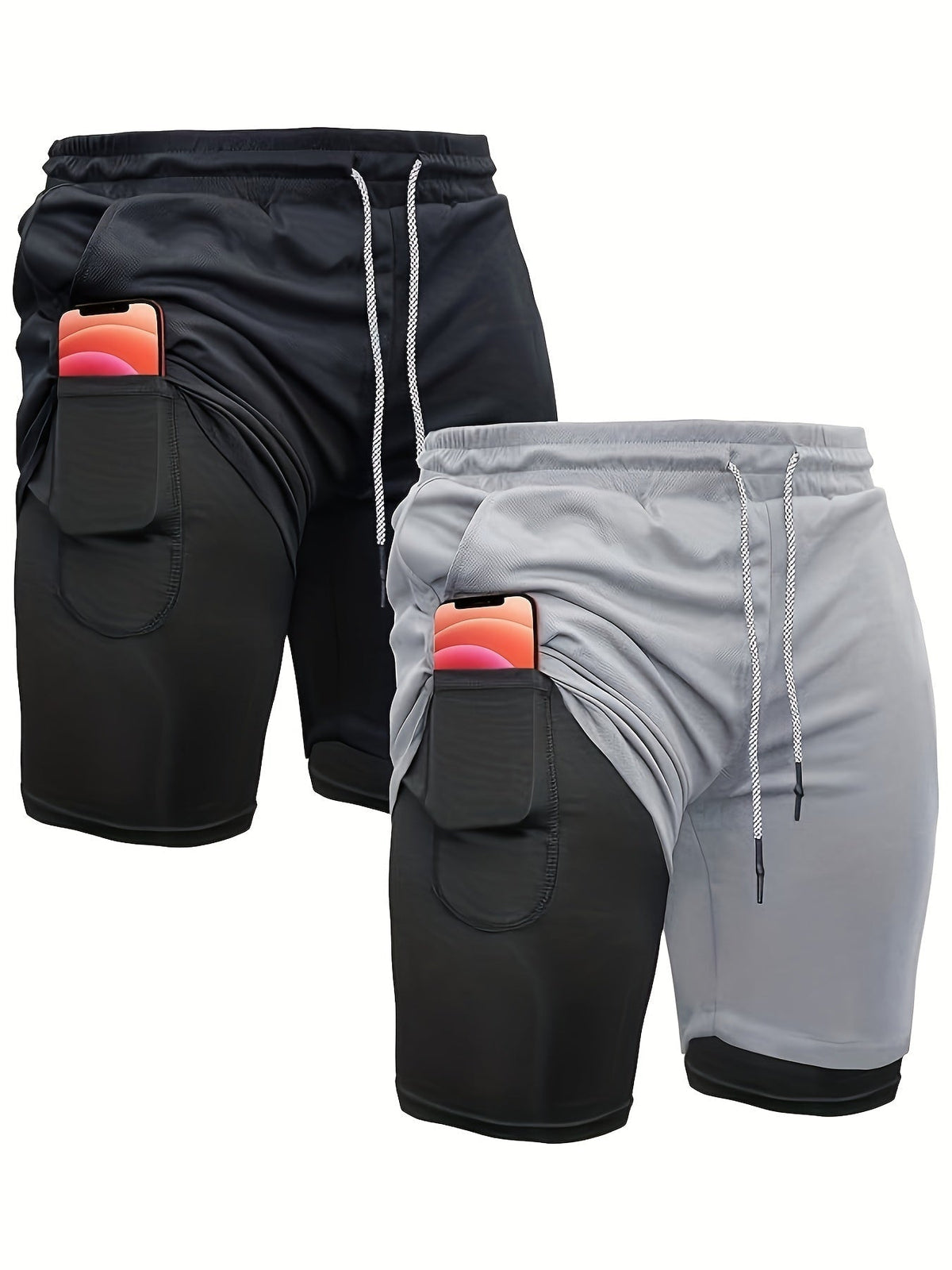 Men's 2-in-1 Running Shorts 7 Inch Quick Dry Compression Liner – Lightweight Athletic Workout Gym Shorts for Men, Polyester Training Shorts for Running Yoga Hiking Outdoor Sports S M L XL XXL