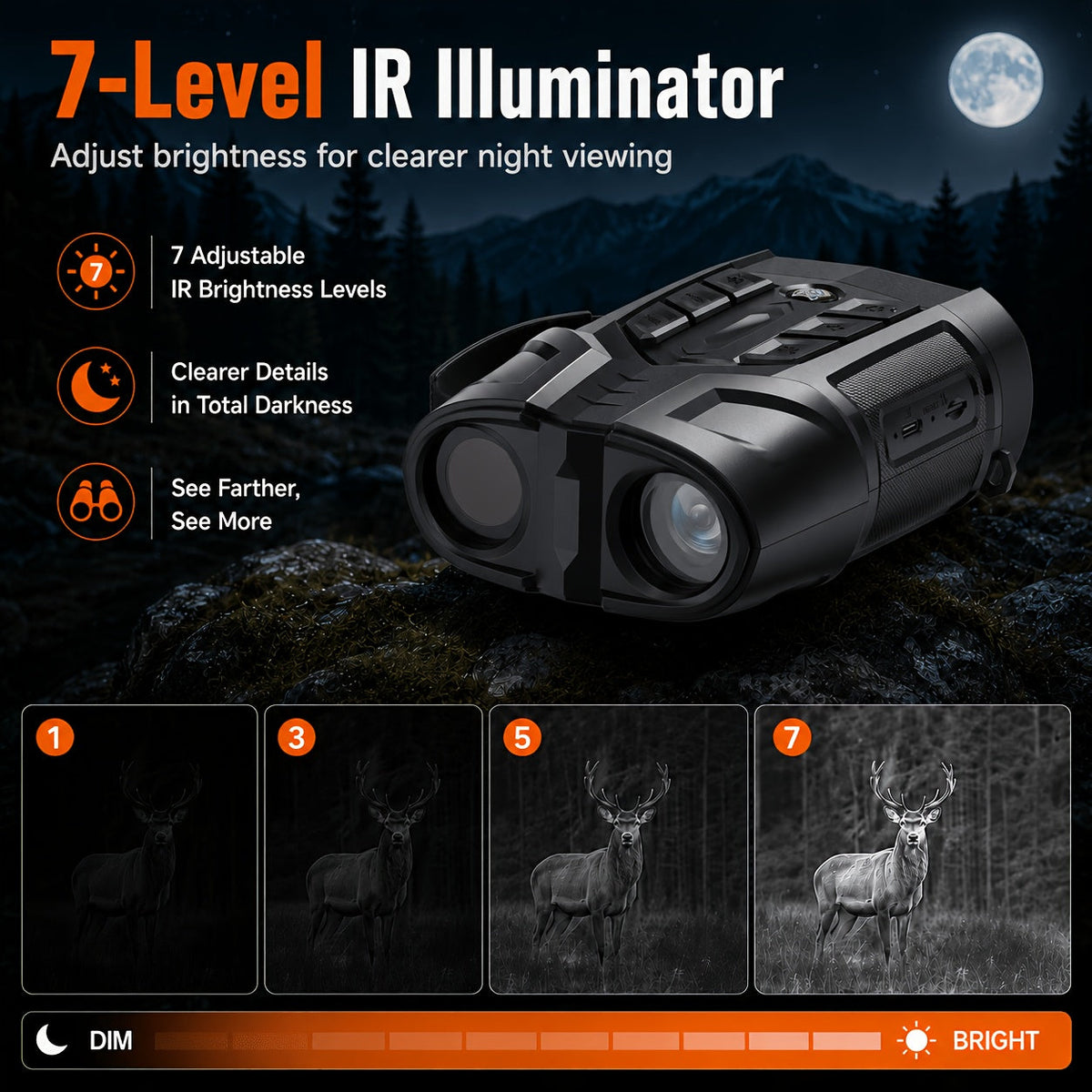 Night Vision Goggles 2K Ultra HD IR Binoculars 10X Zoom 2600ft Range – IPS Screen Rechargeable Battery for Hunting Camping Security Surveillance Wildlife Observation Gift for Men