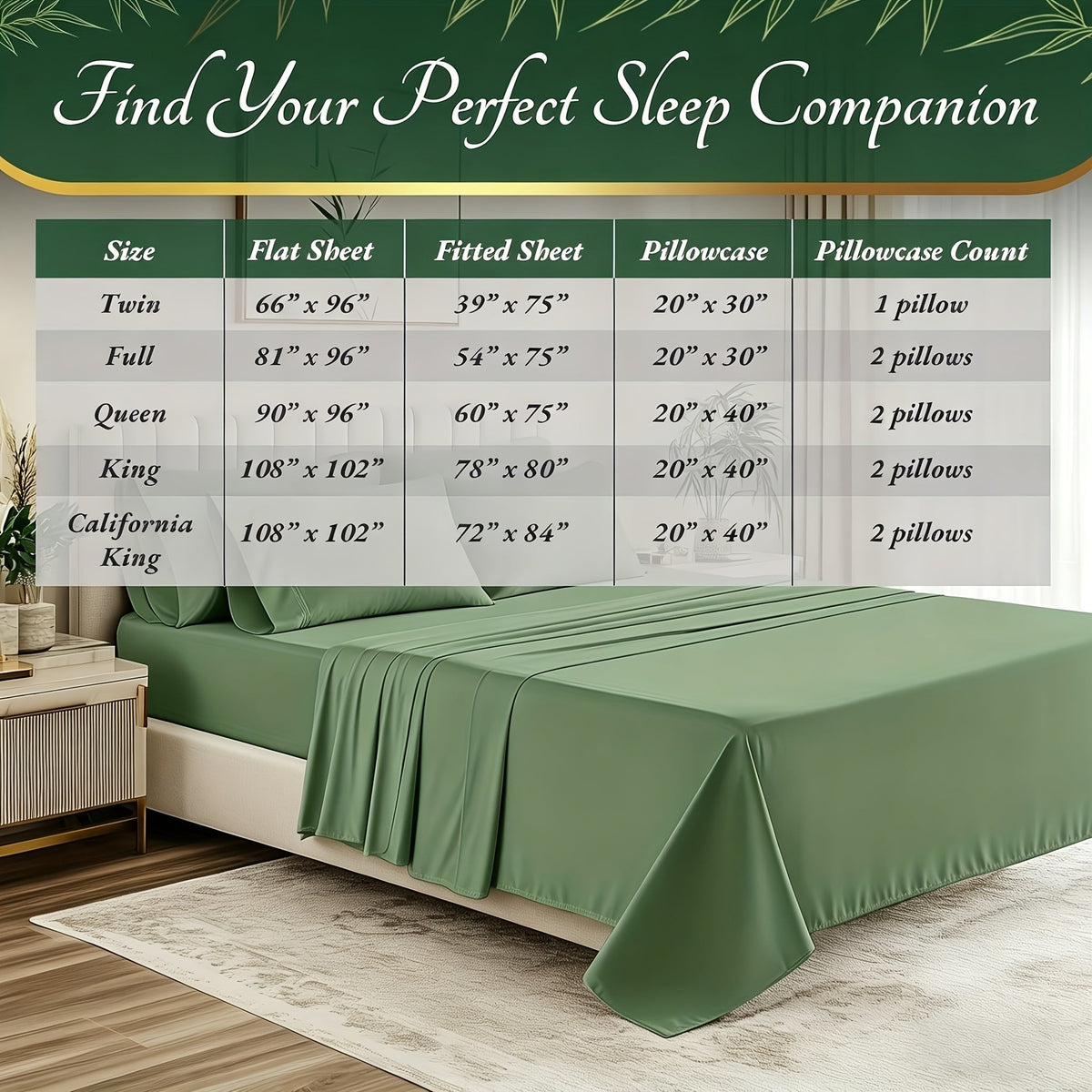 Cooling Bamboo Bed Sheet Sets – Ultra-Soft Breathable Deep Pocket Sheets for Hot Sleepers, Twin Full Queen King, 4-Piece Set with Pillowcases, Moisture-Wicking Temperature Regulating