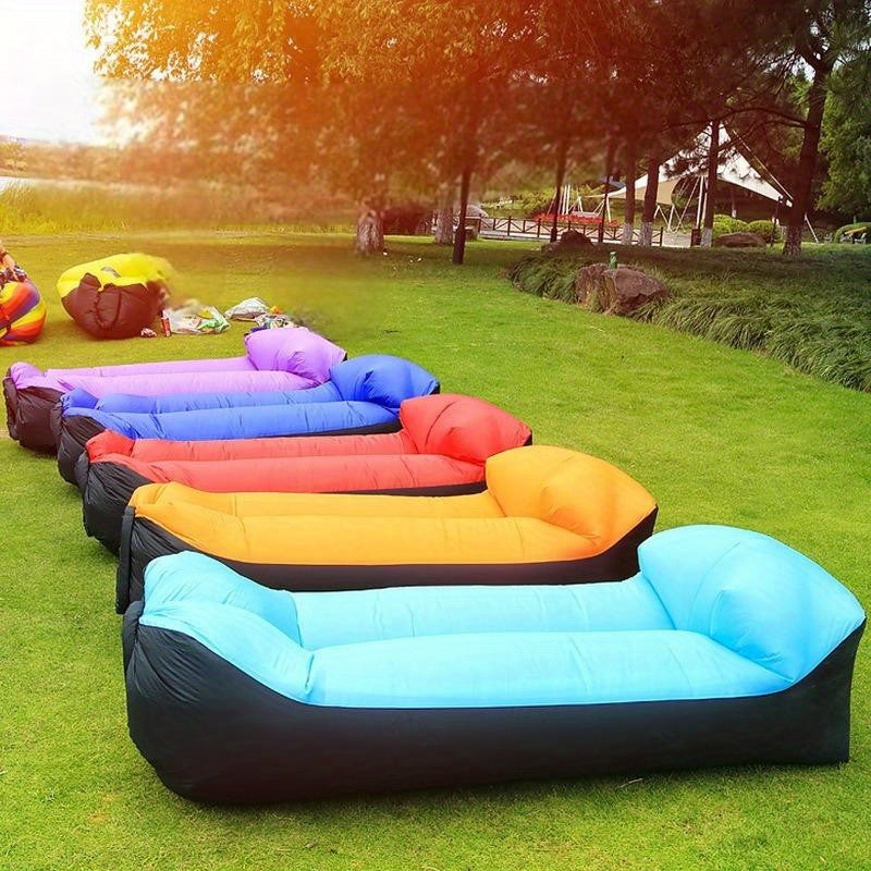 Inflatable Sofa Recliner Chair No Pump Needed – Heavy-Duty Bed-Like Outdoor Lounger, Quick Inflate Lightweight Compact for Camping, Beach, Backyard & Travel, Blue Purple Red Green