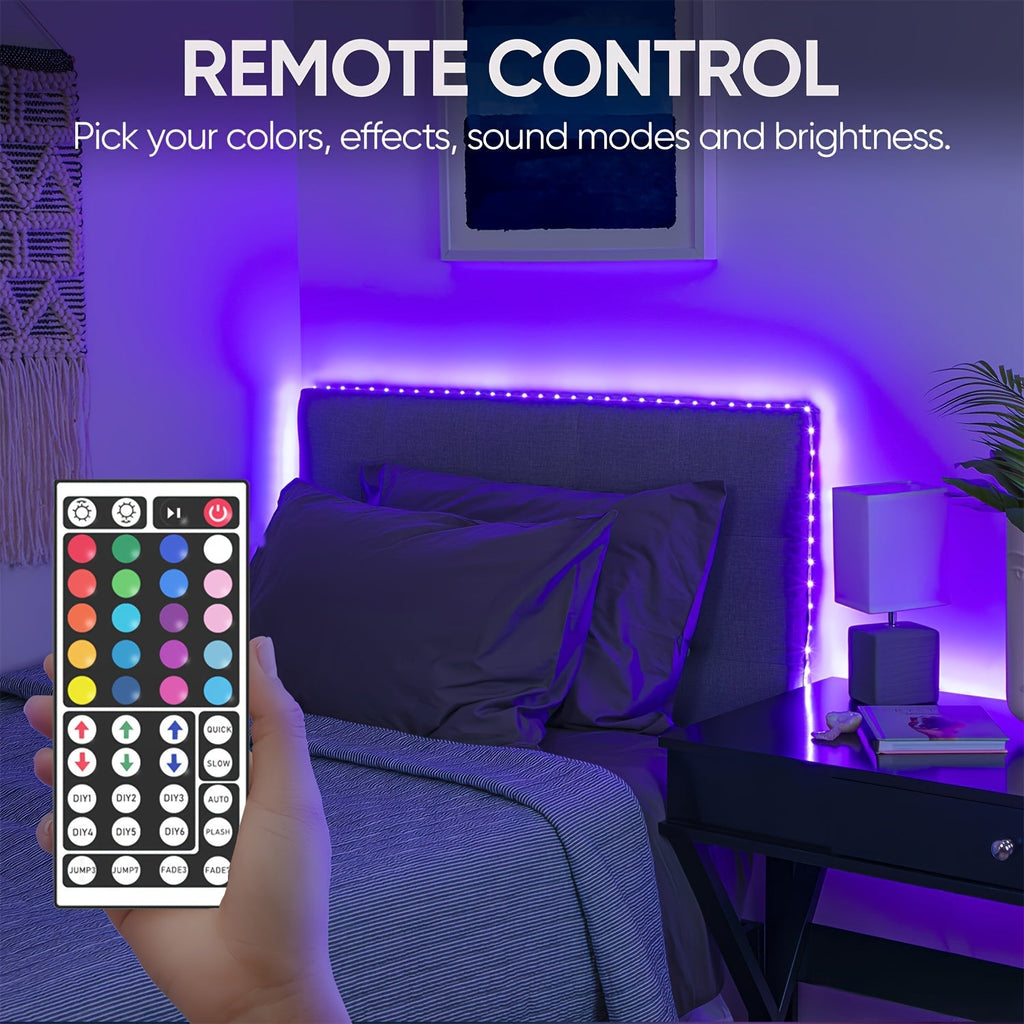 LED Strip Lights 100ft RGB Color Changing with Remote Control – Stepless Dimming, Flashing & DIY Modes, Indoor TV Backlight for Bedroom, Living Room, Kitchen, Stairs, Party & Holiday Decor | 50ft & 100ft
