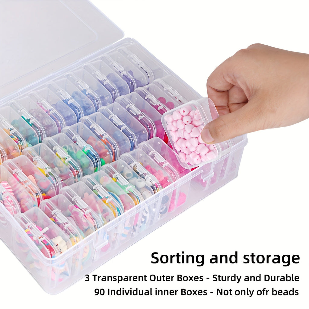 Clear Bead Organizer Box 30 Compartments Hinged Lid 3 or 5 Pack Storage Container for Jewelry Bracelet Making Craft Nail Art 8.8x6.7 Inch