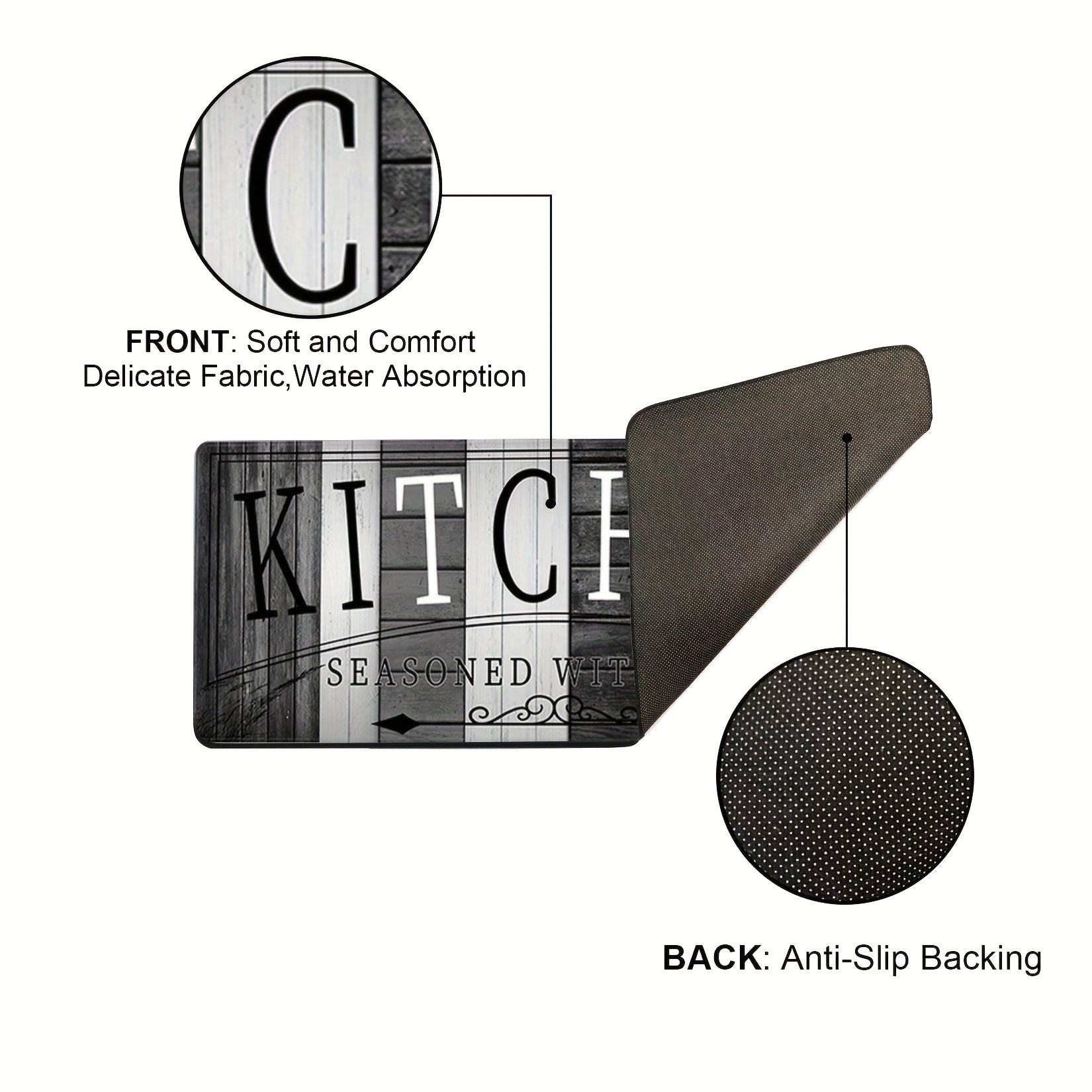 Non-Slip Absorbent Kitchen Mat | Premium Print Anti-Fatigue Floor Rug | Washable Door Mat for Kitchen Bathroom Laundry Bedroom Hallway | Wood Grain & Solid | Multiple Sizes 20x31.5" to 23.6x71"