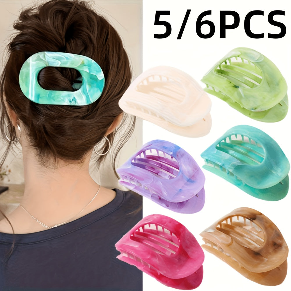 Oversized Shark Claw Hair Clips Set 5/6 Pcs – Non-Slip Extra-Large Flat Claw Clips Thick Hair Beach Party Everyday Wear Vibrant Colors Women Girls
