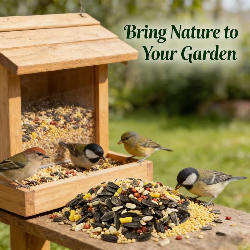 Wild Bird Seed 1 lb Premium No-Filler Songbird Food Attracts Cardinals Finches Sparrows Chickadees Year-Round Outdoor Feeding Hanging Lawn Ground Feeders