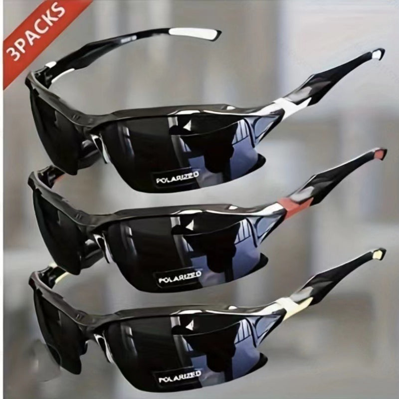 Half Frame Polarized Sports Sunglasses for Men UV400 Protection Lightweight Goggles for Skiing Driving Running Fishing Outdoor Activities 3-Pack or 10-Pack