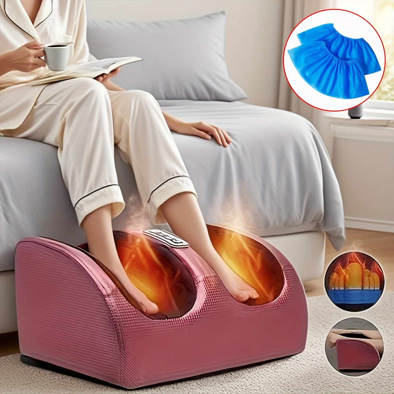Electric Foot Massager with Heat Deep Kneading & Air Compression – Shiatsu Leg Foot & Arm Massager for Home & Office Use, Multiple Models with Foot Covers Included, Pain Relief & Circulation