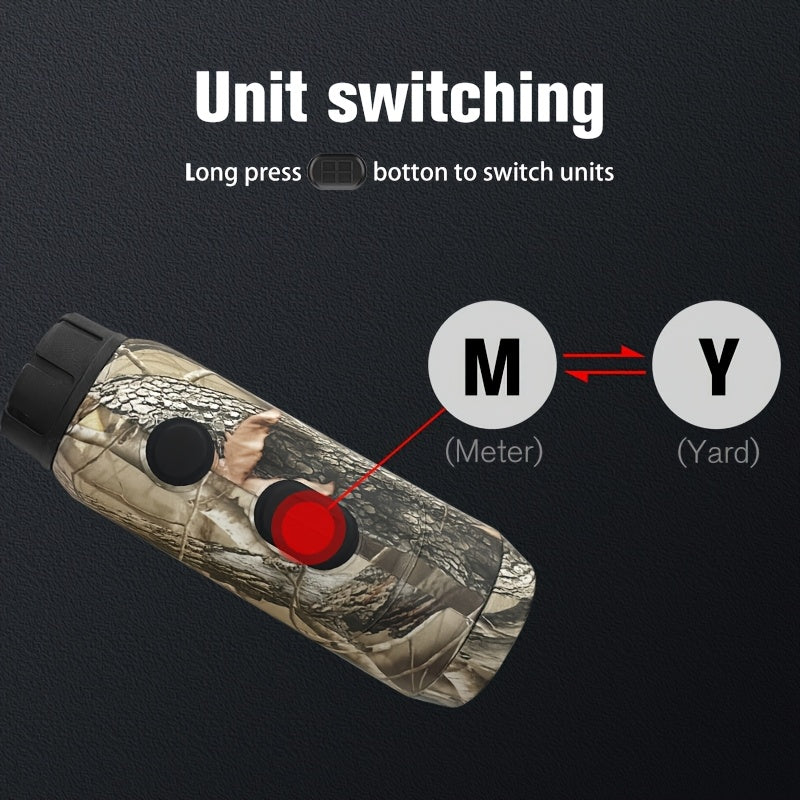 Laser Rangefinder 1200 Yards 6X Magnification Rechargeable – Slope Compensation Flagpole Lock Speed & Altitude Measurement Golf & Hunting Camo Rangefinder with Unit Conversion, LA12 Model