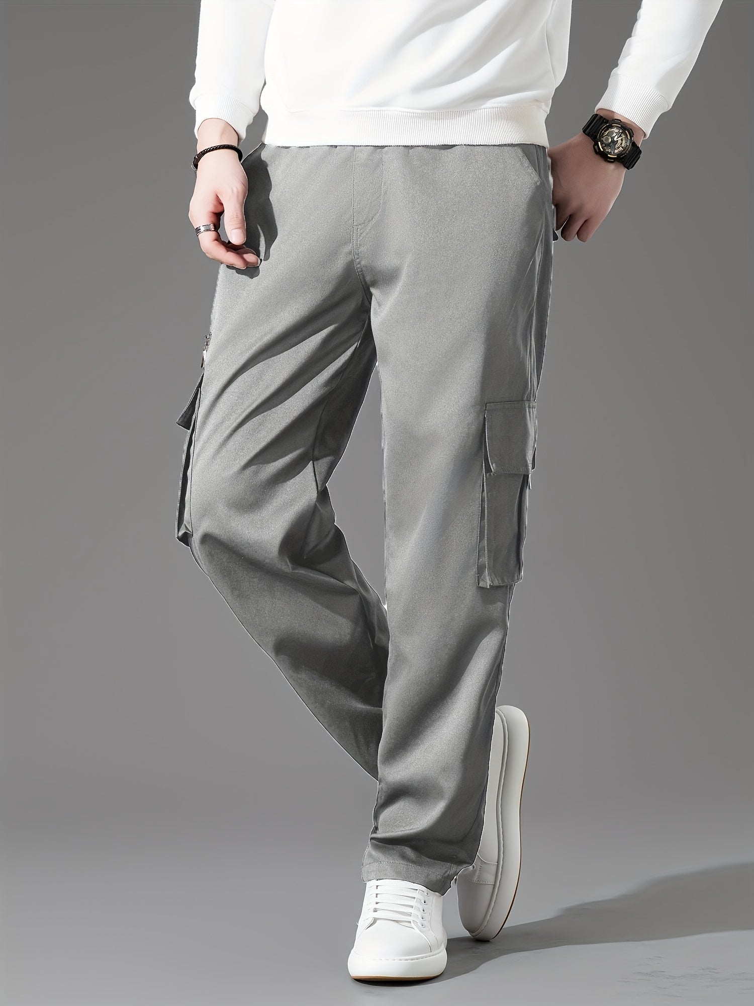 Men's Cargo Pants 3-Pack Multi-Pocket Tactical Outdoor Travel Casual Daily Pants Sizes S-XXXL 10 Colors Black Khaki Army Green Navy Blue Dark Gray