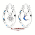 925 Sterling Silver Large Sun Design CZ Hoop Earrings for Women – Hypoallergenic Sparkling Cubic Zirconia Luxury Hoop Earrings, Elegant Statement Jewelry for Daily Wear & Party