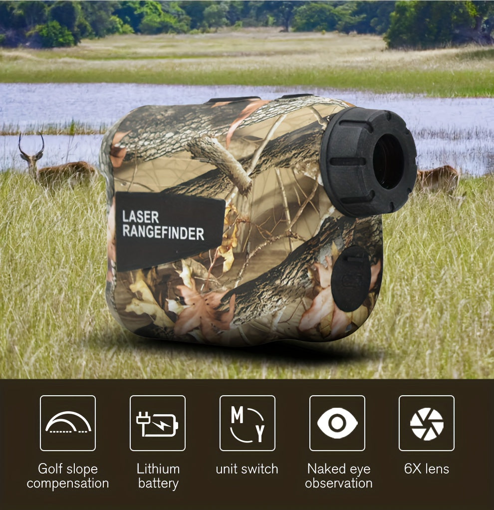 Laser Rangefinder 1200 Yards 6X Magnification Rechargeable – Slope Compensation Flagpole Lock Speed & Altitude Measurement Golf & Hunting Camo Rangefinder with Unit Conversion, LA12 Model