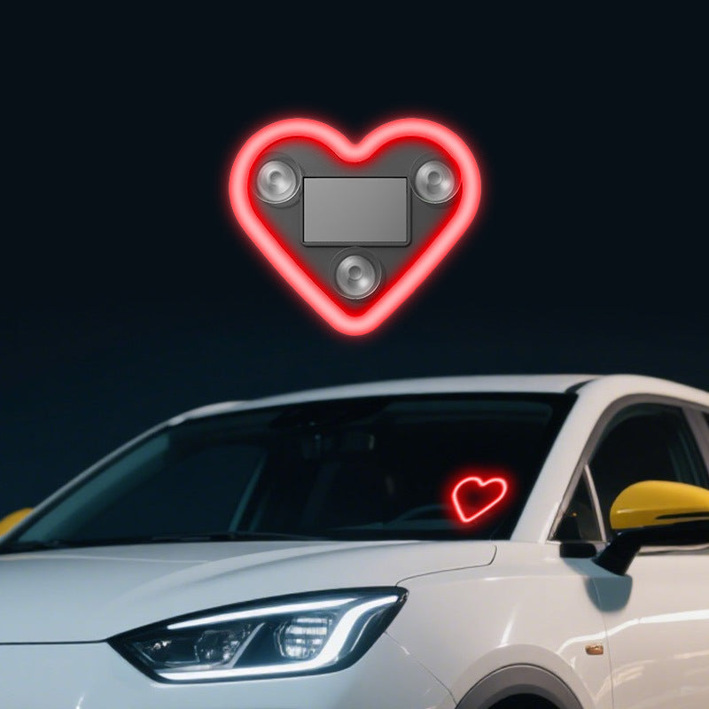 Heart & Flower Shaped Car Interior LED Neon Mood Lights USB Powered Cute Ambient Decoration for Women Girls Pink Red Blue Dashboard Window Decor Valentine's Day Birthday Gift Car Accessories | Nova Mart