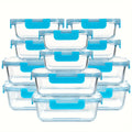 Borosilicate Glass Food Storage Containers 24-Pack (12 Bowls + 12 Airtight Lids) – Meal Prep Glass Bowls, Microwave & Dishwasher & Freezer Safe, BPA Free, Multi-Color Lids for Kitchen & Lunch