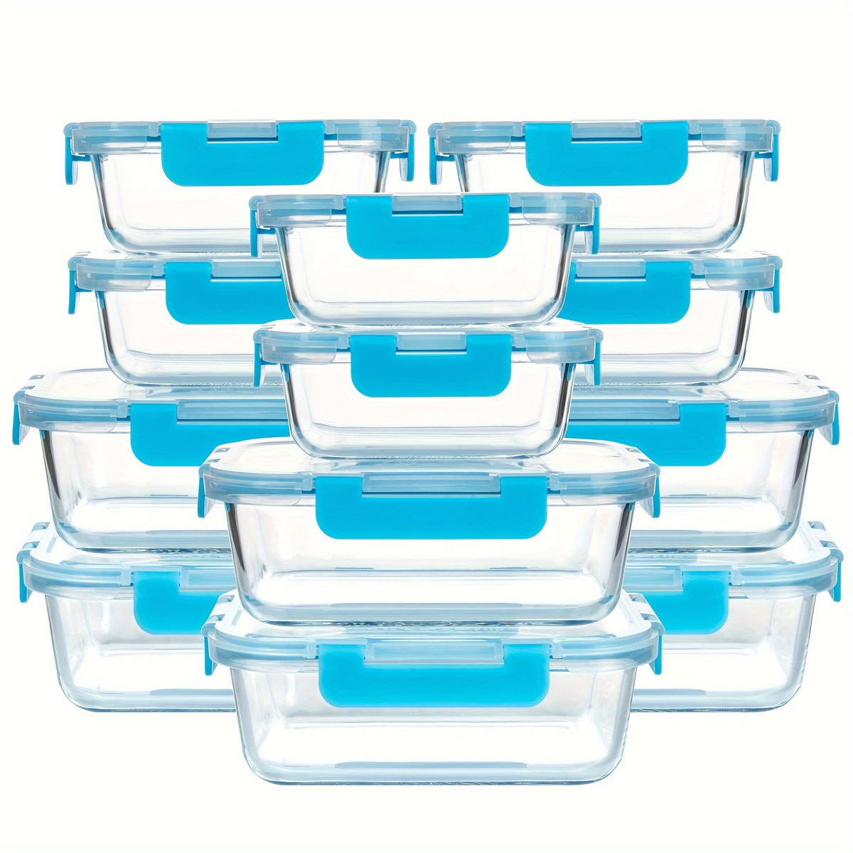 Borosilicate Glass Food Storage Containers 24-Pack (12 Bowls + 12 Airtight Lids) – Meal Prep Glass Bowls, Microwave & Dishwasher & Freezer Safe, BPA Free, Multi-Color Lids for Kitchen & Lunch