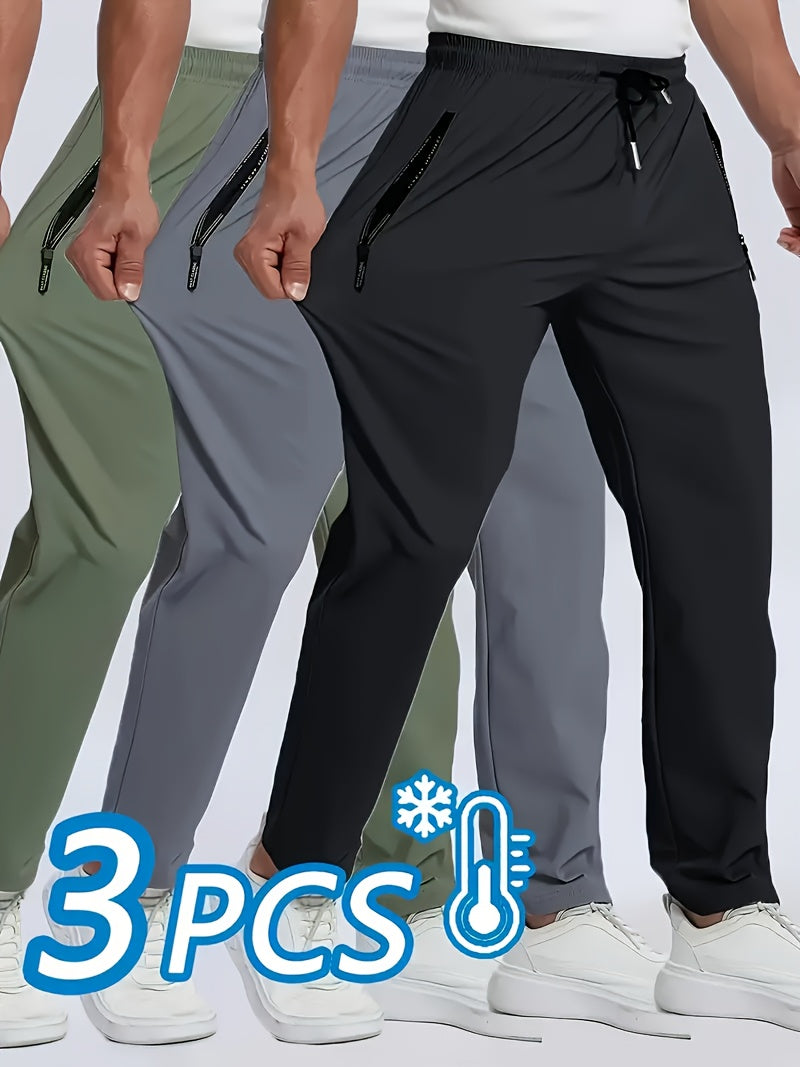 Men's Athletic Pants 3-Pack Lightweight Stretchy Quick-Dry Sports Pants for Running Rock Climbing Outdoor Activities – Breathable Multi-Color Summer Activewear S-XXXL