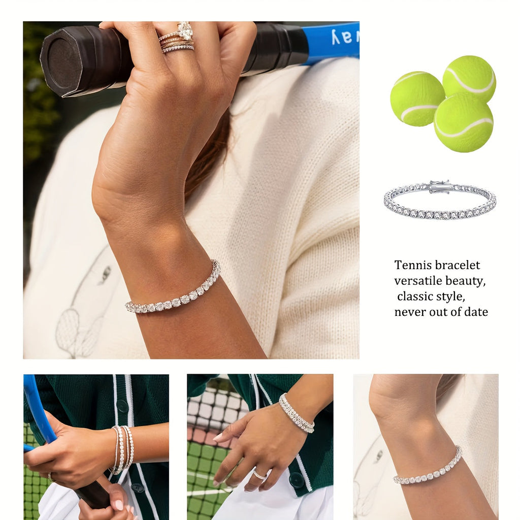 925 Sterling Silver Moissanite Tennis Bracelet 5mm – 0.5 Carat Lab Diamond Luxury Jewelry Gift for Women Men Wedding Anniversary Birthday Christmas