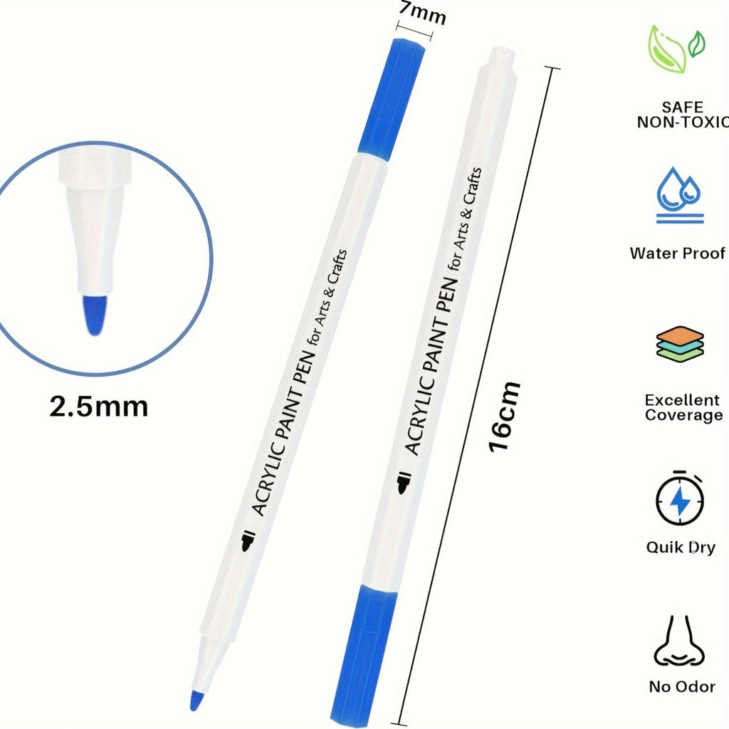 TBC 60 Color Acrylic Paint Brush Pens – Waterproof Non-Toxic Soft Tip Markers for Rock Painting, Glass, Wood, Fabric, Pottery, Canvas & DIY Crafts, Gift for Artists & Kids