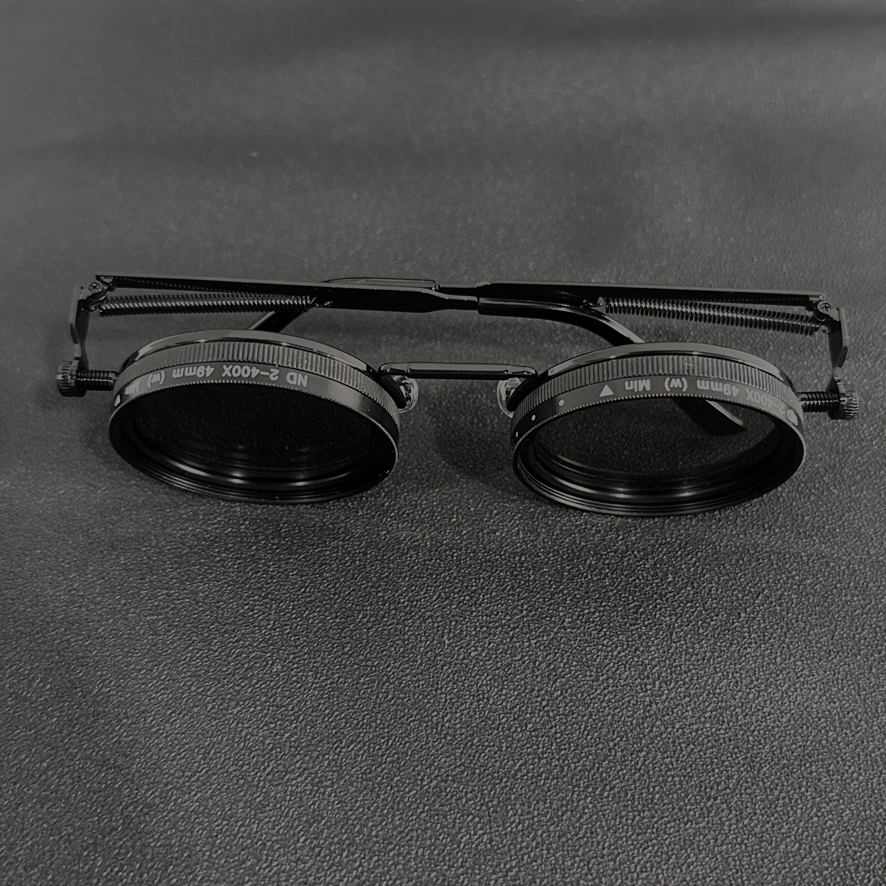 Men's Vintage Steampunk Spin Fashion Glasses – Adjustable Brightness, Alloy Frame, Black & Grey Gradient Interchangeable Lenses, Bohemian Party & Casual Eyewear Accessory