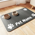 Pet Feeding Mat Anti-Slip Paw Print – Waterproof Quick-Dry Dog & Cat Bowl Pad with Bone-Shaped Intervals, Stain-Resistant, Easy-Clean Pet Placemat in Brown & White