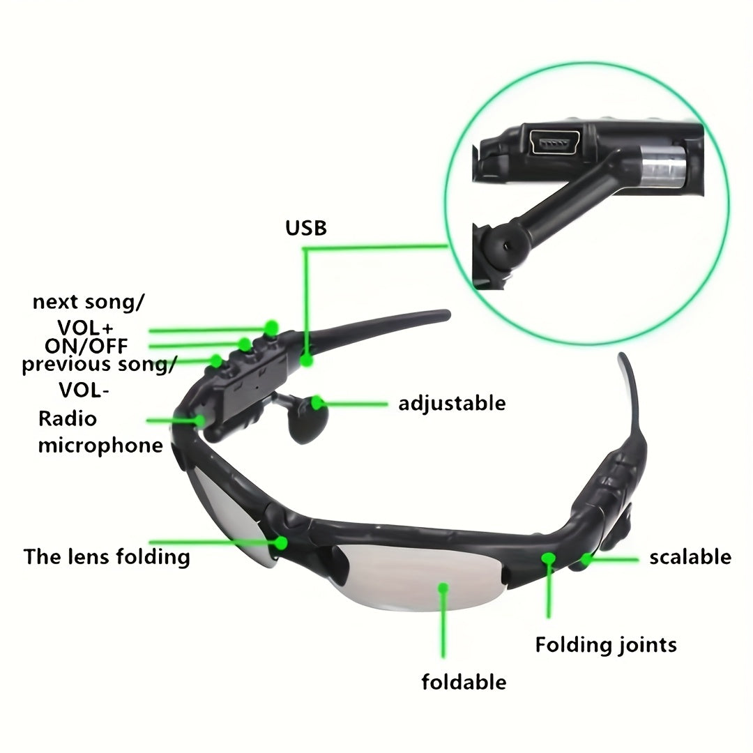 Smart Glasses with Built-In Bluetooth Wireless Earbuds – Stereo Sound, Hands-Free Calls, Glare-Resistant Lenses, Stylish Audio Sunglasses for Music, Driving, Sports & Outdoor Activities, Gift for Couples