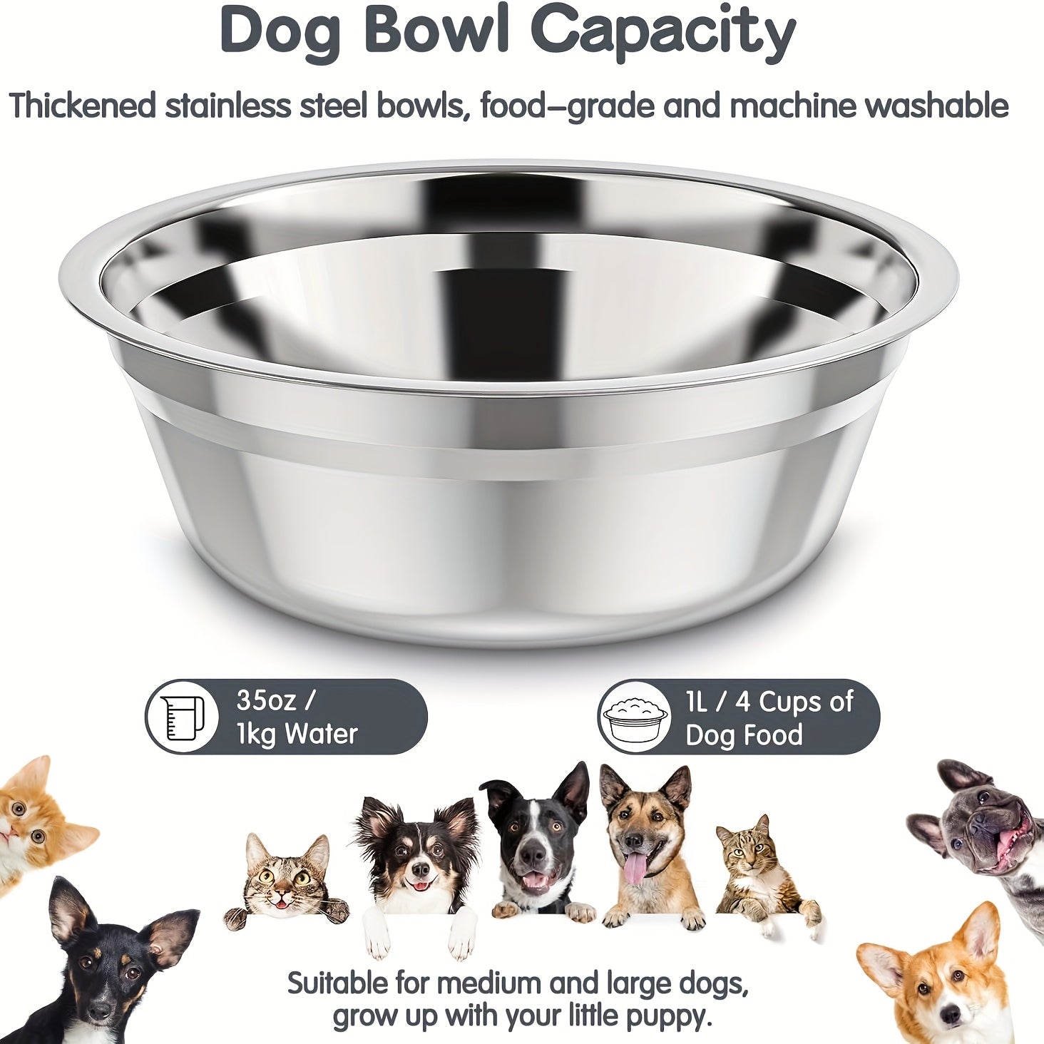 Elevated Dog Bowls Foldable Raised Feeder Stand 2 Stainless Steel Bowls Adjustable 5 Heights Non-Slip Portable – Dog Food Water Bowl for Small Medium Large Dogs & Cats, 2-Pack