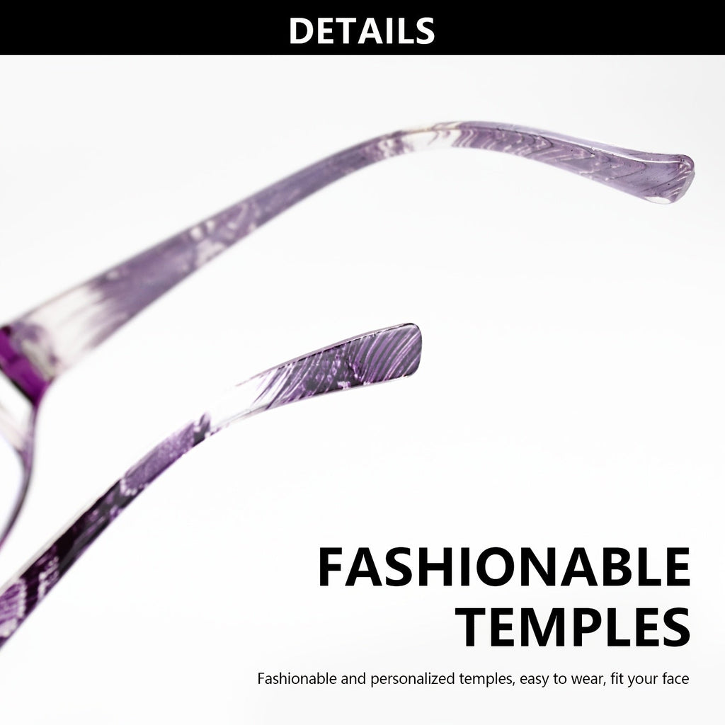 3-Pack Women's Reading Glasses Ultra-Light Flower Skeleton Frame – Stylish Ladies Presbyopia Readers Combo Set Strengths +1.00 to +4.00 Blue Purple Brown Black Gift for Women