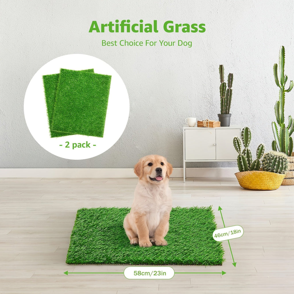 2-Pack Washable Dog Potty Training Mat Reusable Artificial Grass Pad Odor Control for Puppies Adult Dogs Indoor Outdoor Balcony Patio Housebreaking Travel Pet Waste Solution