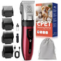 Dog Grooming Clippers Cordless Rechargeable LED Display - Professional Wireless Pet Hair Trimmer Detachable Blades 4 Comb Guides Low Noise 36V USB for Dogs Cats Small Animals