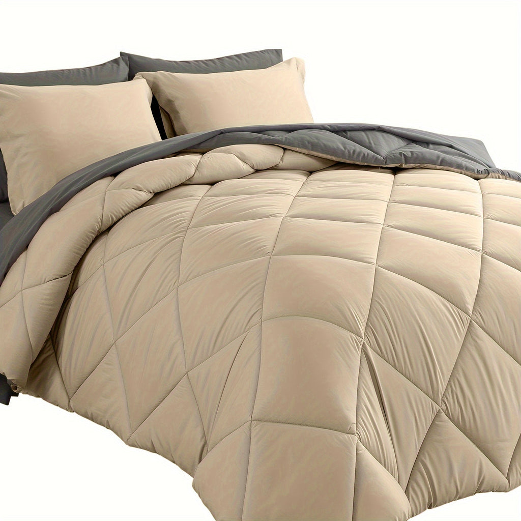 7 Piece Comforter Set Queen King Size – Soft Microfiber Pinch Pleated Bed in a Bag with Comforter, Fitted Sheet, Flat Sheet & 4 Pillowcases, All-Season Bedding Set for Home & Dorm