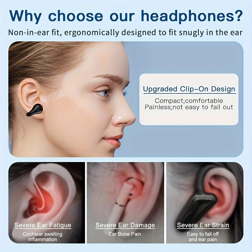 Open-Ear Wireless Earphones Bluetooth 5.4 TWS 360 Ambient Awareness ENC Clear Calls Touch Control Sport Fitness Earbuds All-Day Comfort Secure Fit Black Rose Pink White