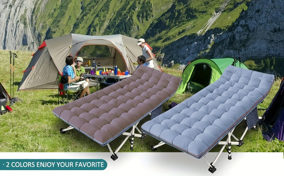 Camping Cot with Mattress XXL 32 Inch Wide 1200D Oxford Heavy-Duty Folding – Extra Wide Portable Outdoor Sleeping Cot with Carry Bag for Adults, Camping Hiking Travel & Guest Use