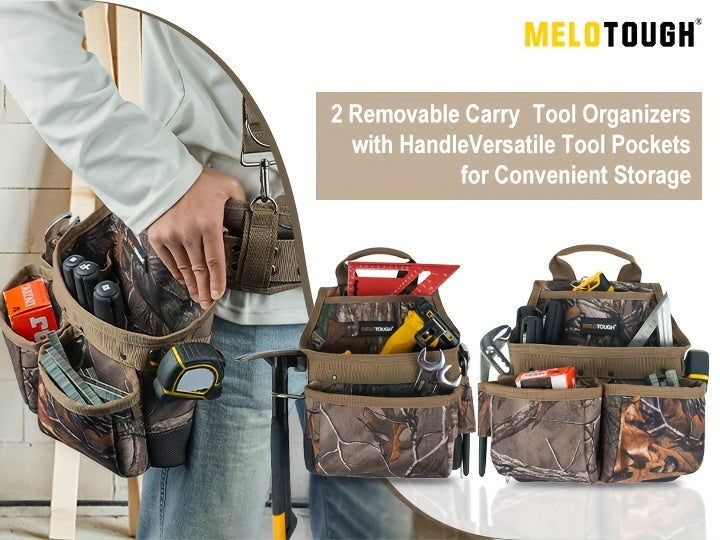 Heavy Duty Tool Belt with Suspenders 5-Piece Set – 1680D Ballistic Fabric, Carpenter Framer Construction Pouch with Phone Holder & Hammer Loop, Fits Electricians, Roofers & Contractors