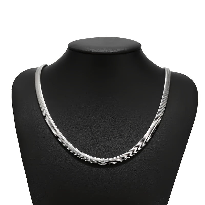 925 Sterling Silver Flat Snake Chain Necklace 20 Inch – Sleek Minimalist 2D Serpentine Unisex Jewelry Gift for Weddings Parties Christmas Holidays