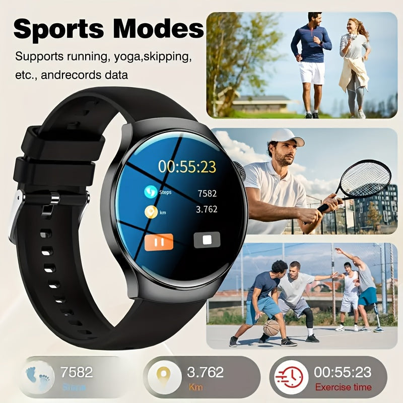 Smartwatch with Call Function Fitness Tracker for Men & Women – Silicone Strap, Step Counter, Heart Rate Monitor, Calorie Tracking, Sports Modes, Music & Camera Control
